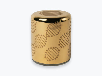 Somavedic Elaura dorada sobre fondo blanco.